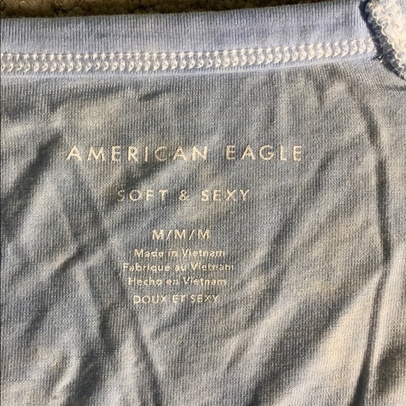 Tie Dye Blue American Eagle V-Neck Tee - Picture 2 of 2